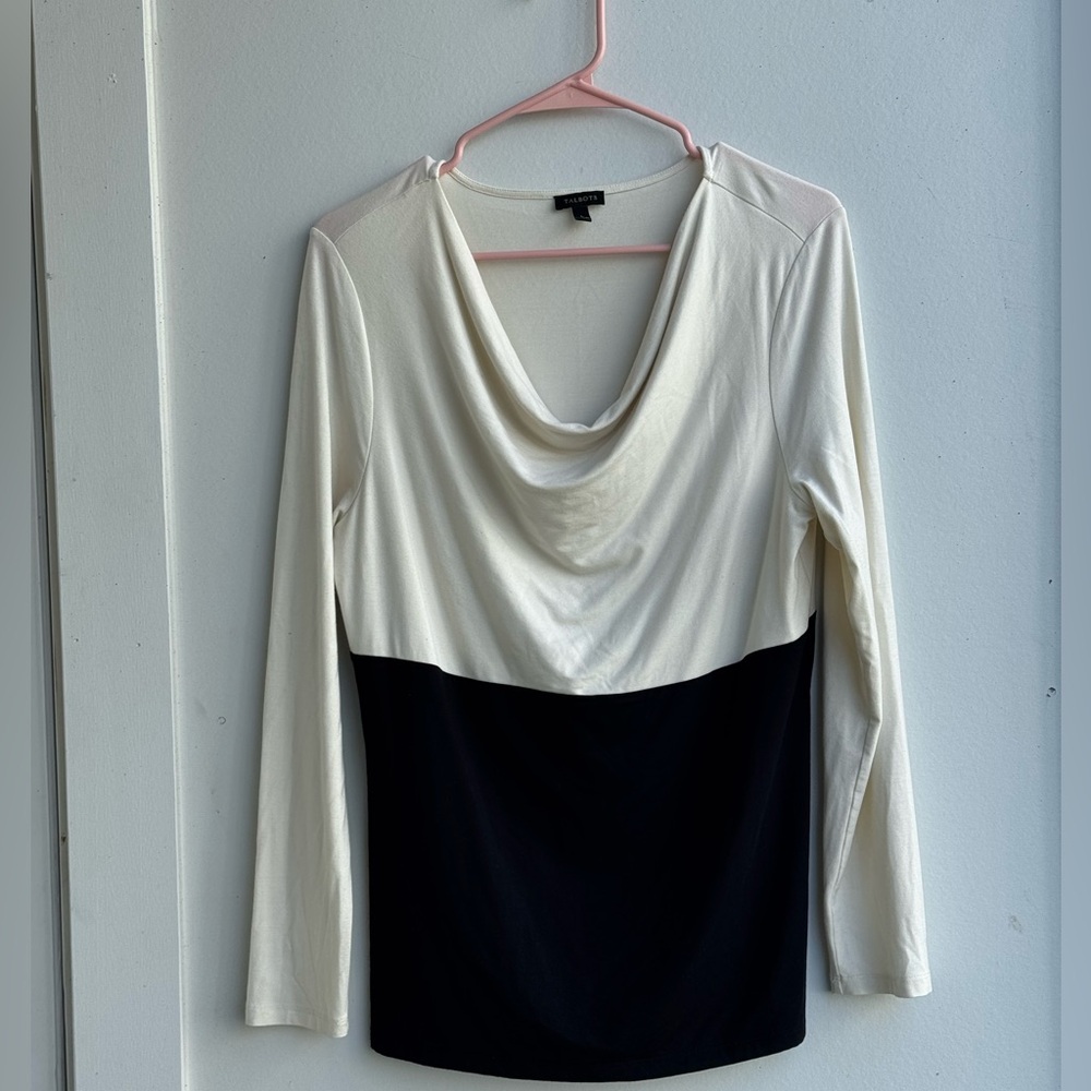 Talbots brand shirt, size L, black and white